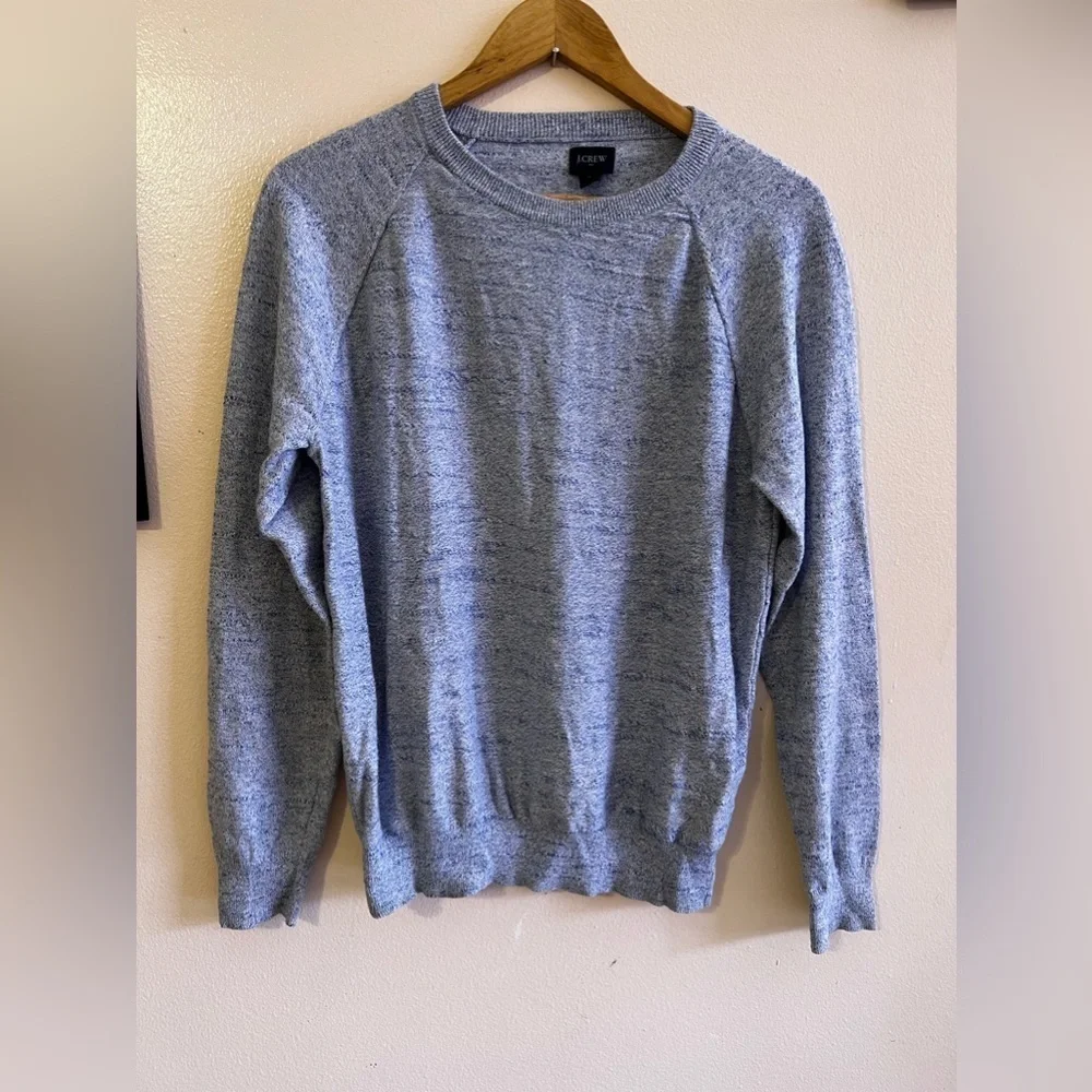 J. Crew Beige Lightweight Crewneck Cotton Sweater in Garter Stitch S Round neck